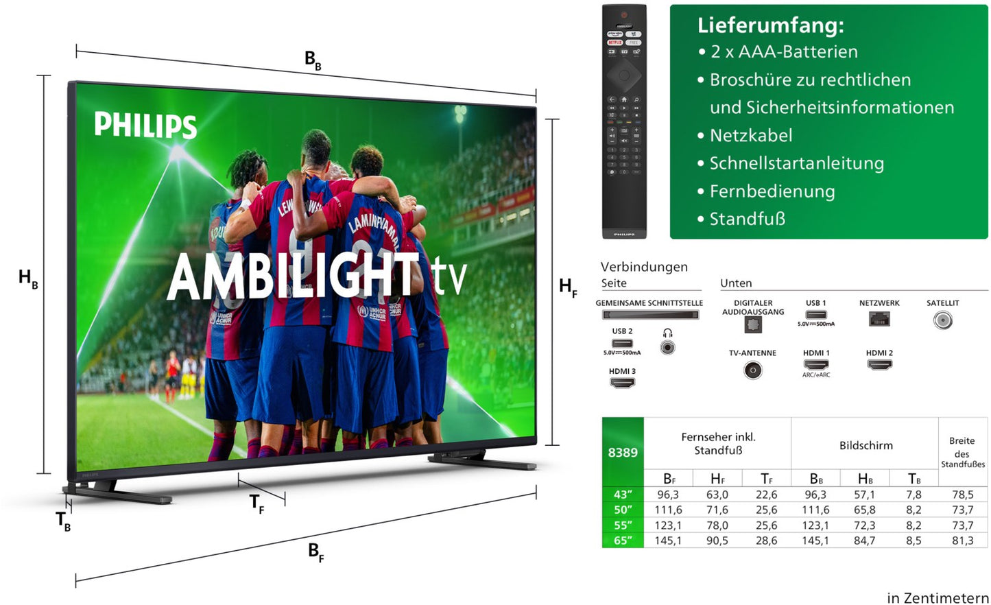 Philips 43PUS8389/12 108 cm (43") LCD-TV mit LED-Technik mattschwarz / G