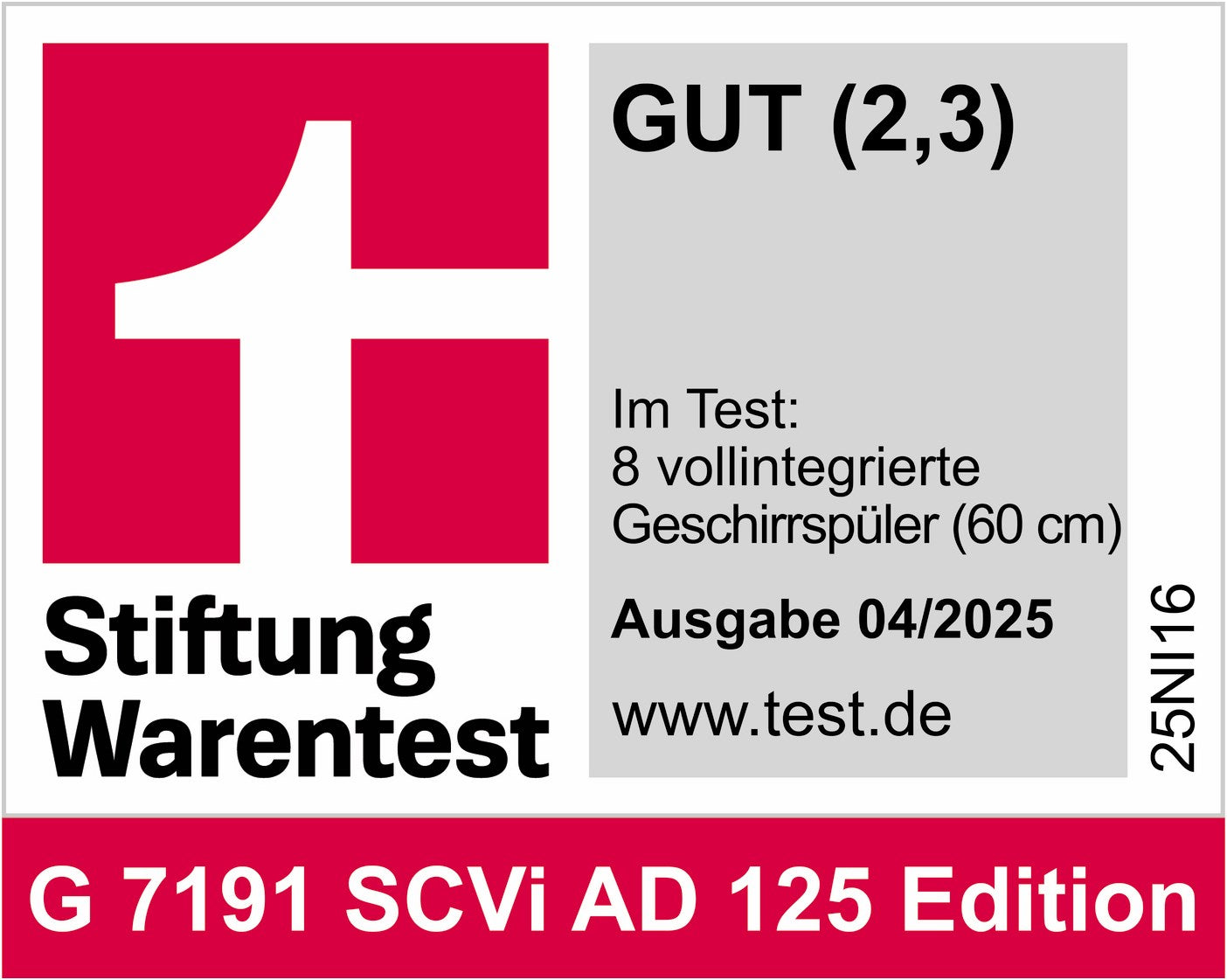Miele G 7191 SCVi 125 Edition Vollintegrierbarer 60 cm Geschirrspüler / B