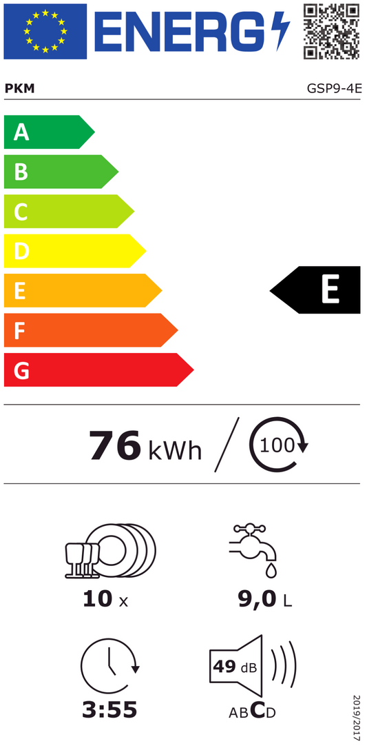 PKM GSP9-4E Stand-Geschirrspüler 45 cm weiß