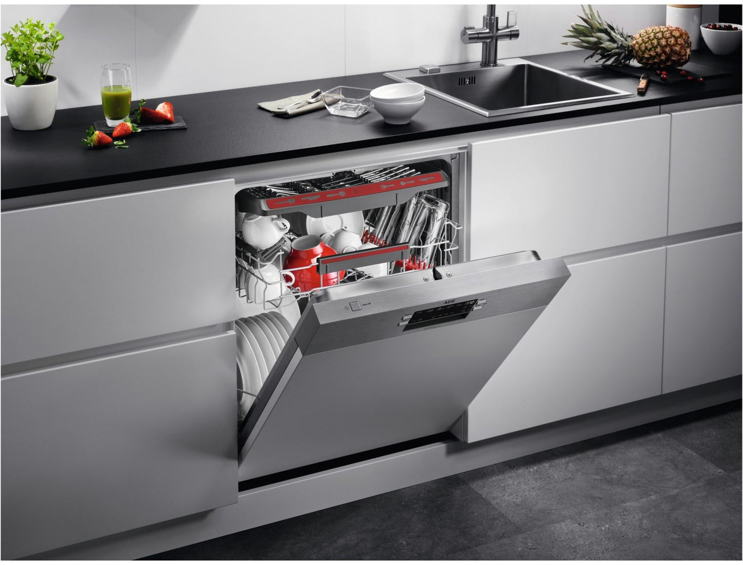 AEG Favorit FES6491XZM Teilintegrierter Einbau-Geschirrspüler 60 cm edelstahl / C