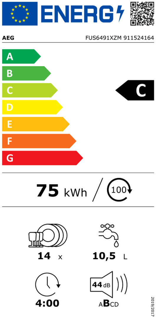 AEG Favorit FUS6491XZM Unterbau-Geschirrspüler 60 cm edelstahl / C
