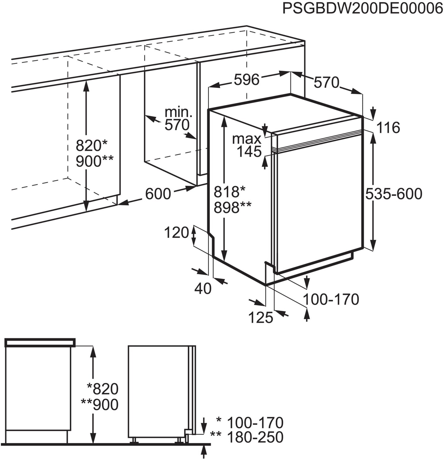 AEG Favorit FUS6491XZM Unterbau-Geschirrspüler 60 cm edelstahl / C