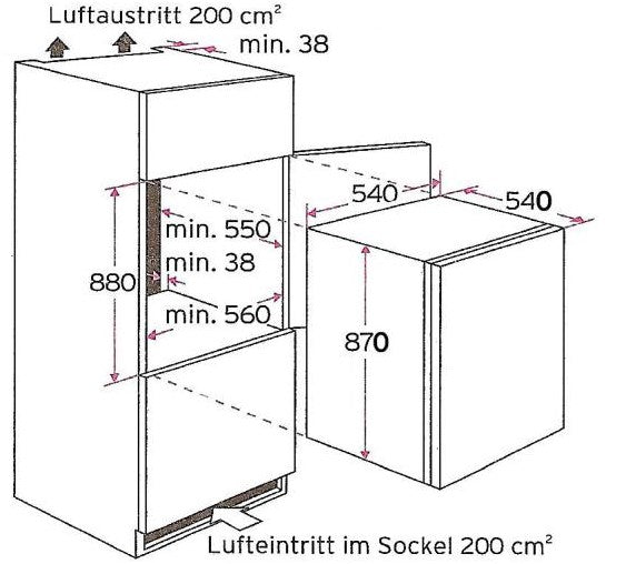 PKM KS 120.4 A++ EB Einbau-Kühlschrank mit Gefrierfach weiß