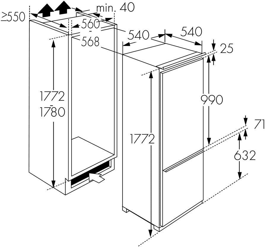 Wolkenstein WKG257.4NF EB Einbau-Kühl-/Gefrier-Kombination weiß