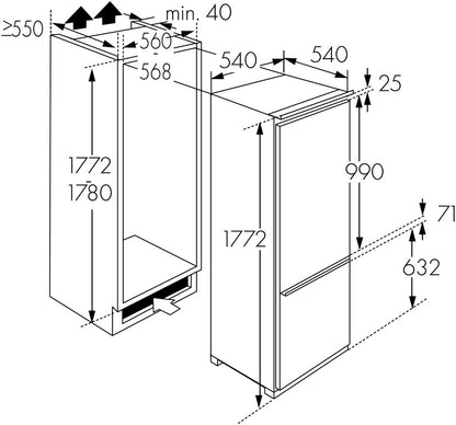 Wolkenstein WKG257.4NF EB Einbau-Kühl-/Gefrier-Kombination weiß