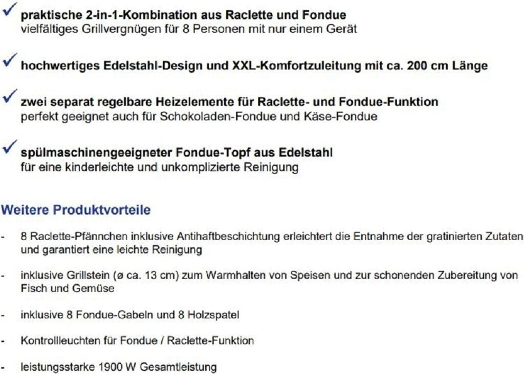 SEVERIN RG 2348 Raclette-Fondue-Set edelstahl